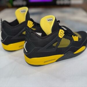 NIKE Jordan 4 Retro Thunder 2012 Black & Yellow Sneakers- Men's Size 14 # 308497